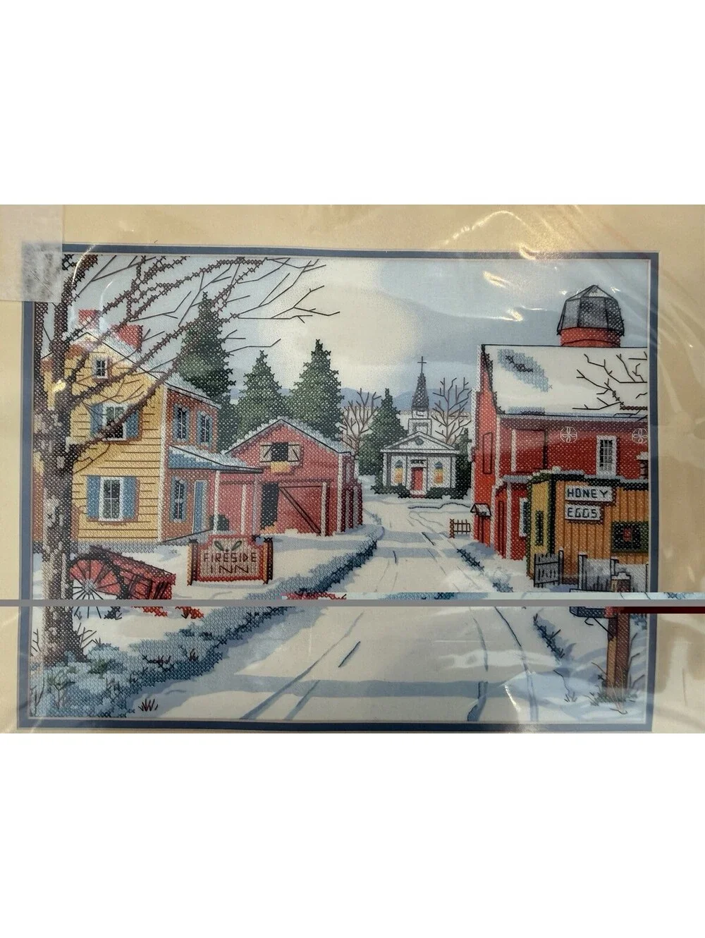 Vtg 1990 Dimensions Stamped Cross Stitch Sunday Morning Snowfall 16x12” New
